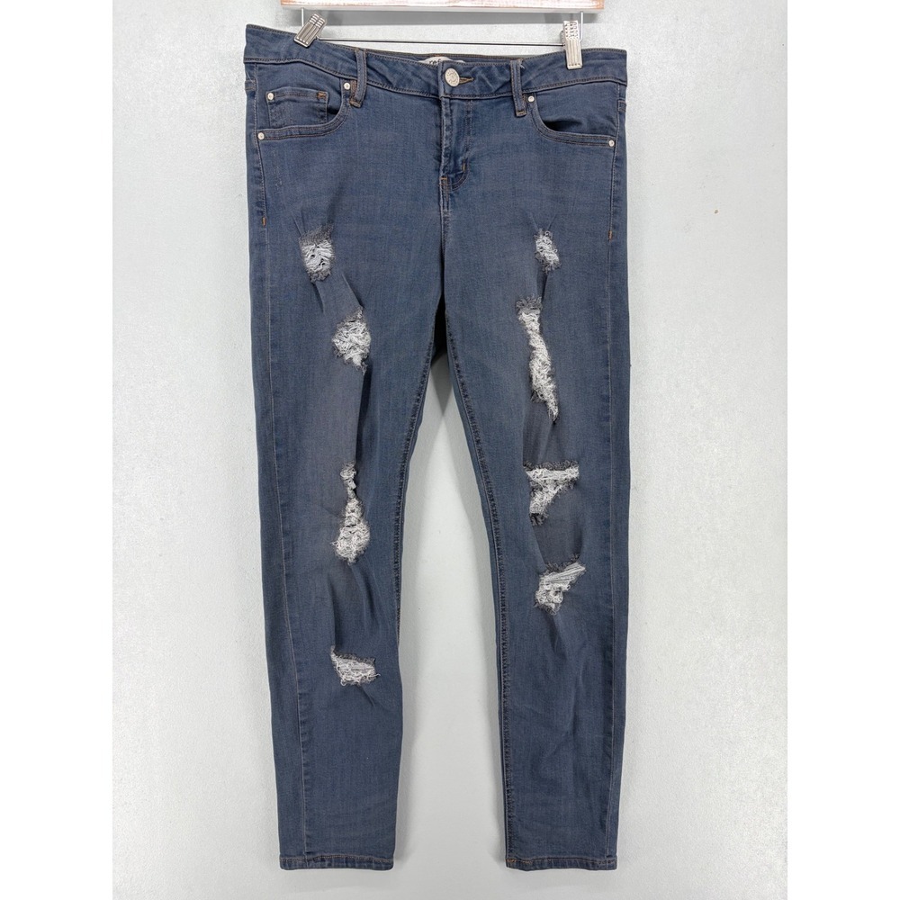 Refuge Skinny Jeans Women 8 Blue Distressed Ripped Mid‎ Rise Stretch Denim Pants